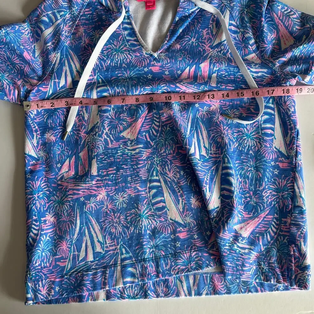 Lilly Pulitzer Kiawah Hoodie Womens Medium Sailabration Boca Blue Resort Beachy